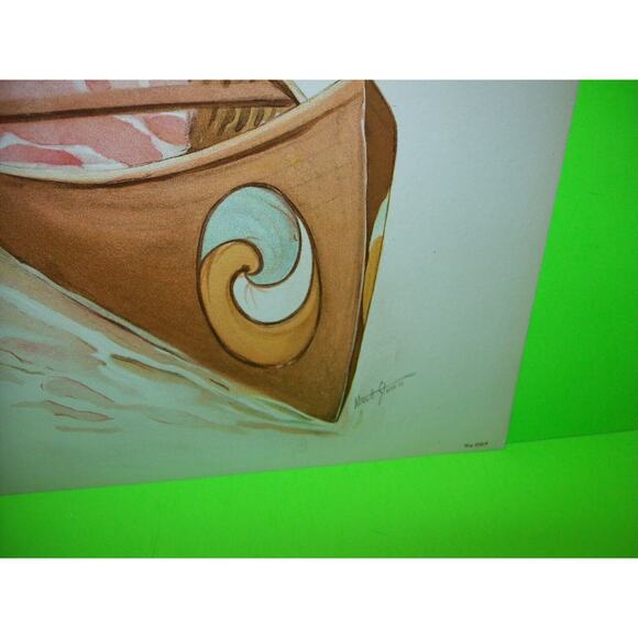 Victorian Art Print 1908 Maud Stumm Women Canoe Boat Original Lithograph 10 X 13 - Picture 3 of 10